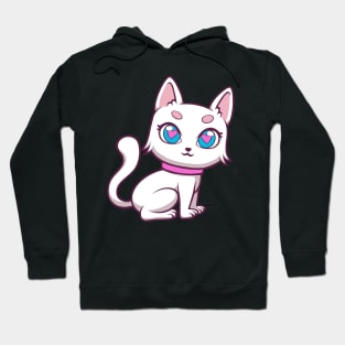 cute white cat female Hoodie